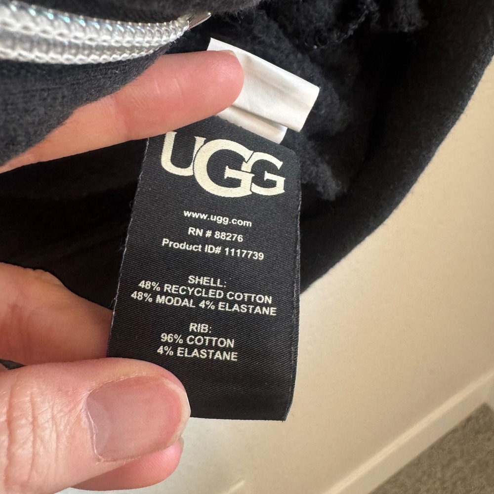 UGG RTW Black Fleece Lined Full Zip Hoodie Jacket Womens Size Medium Cozy Lounge - Picture 4 of 14